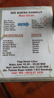 Mie Baso Mas Kiran menu