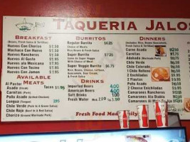 Taqueria Jalos menu