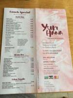 Yuki Hana Japanese menu