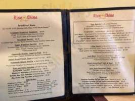 Rise and Shine Cafe menu