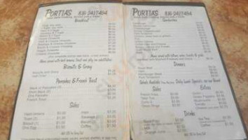 Portia's Cafe menu