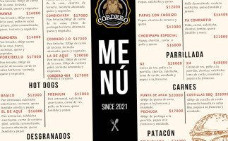 Cordero menu