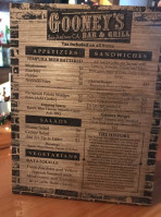 Gooney's Grill menu