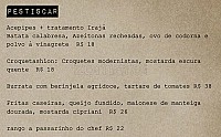 Irajá Gastrô menu