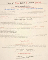 Benny's Pizza menu