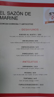 El Sazón De Marine menu