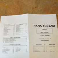 Hana Two Teriyaki Sushi menu