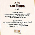 Adega De Sao Roque menu