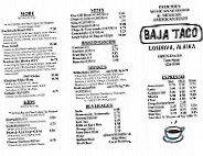 Baja Taco menu