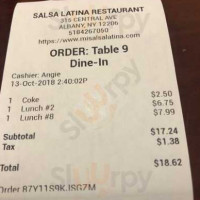 Salsa Latina menu