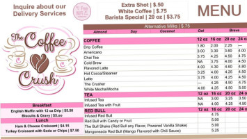 The Coffee Crush menu