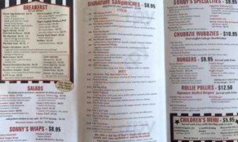 Sonny's Sandwich Shop menu
