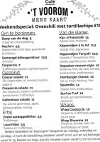 Café 't Voorom menu