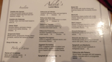 Adela's Italian menu