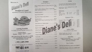 Diane's Deli menu