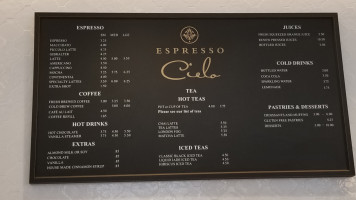 Espresso Cielo menu