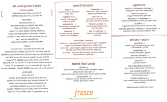 Frasca Pizzeria & Wine Bar menu