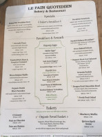 Le Pain Quotidien Pennsylvania Ave menu