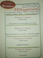 Gasthaus Heimbau menu