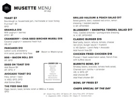 Cafe Musette menu