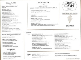 White Oak Tavern menu
