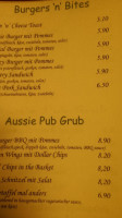 Flying Kangaroo Australian Pub menu