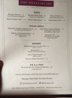 Shakespeare menu