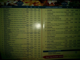 Capone's Pizza Pasta Research menu