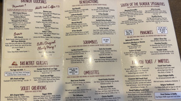 Bill's Cafe menu
