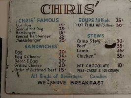 Chris' Hot Dog menu