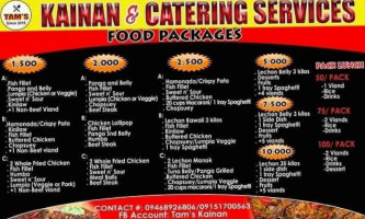 Tam's Kainan menu