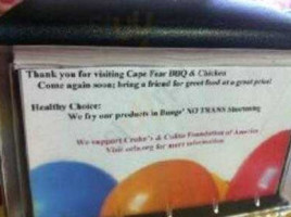 Cape Fear BBQ Restaurant menu