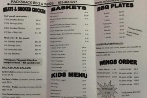 Rack Shack Bbq Wings menu