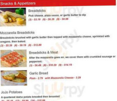 Mickey Bill's Pizza menu