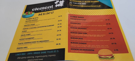 Element Bistro menu