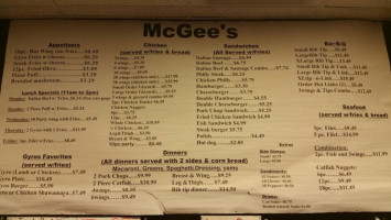 Mcgee's Chicken menu