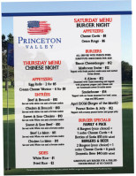 Princeton Valley Golf Grill menu