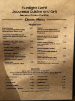 Sunlight Cafe menu