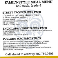 Mariachi's Dine-in menu