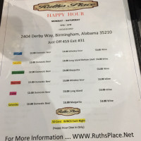 Ruth's Place menu