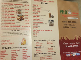 Pho Peoria menu