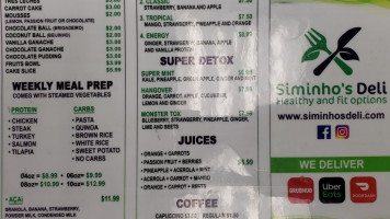 Siminho's Deli menu