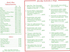 Morano's Gourmet Market menu