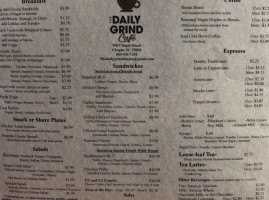 The Daily Grind Cafe menu