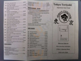 Tokyo Teriyaki Japanese Food menu