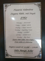 Pizzeria Valentine menu