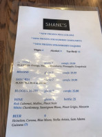Shane's menu