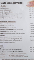 Café des Mayens menu