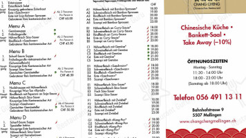 Restaurant Chang-Cheng menu