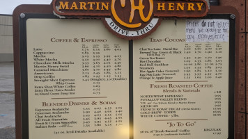 Martin Henry Espresso menu